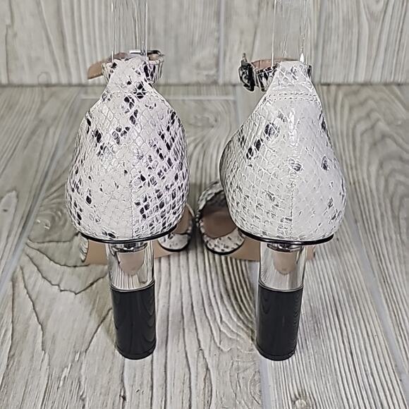 BCBGeneration Lexana Snakeprint Leather Ankle Strap Heeled Sandals Womens 5 NEW - Picture 5 of 13